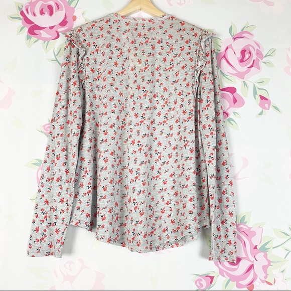 NEW Lucky Brand Gray Floral Long Sleeves XL - Picture 5 of 8